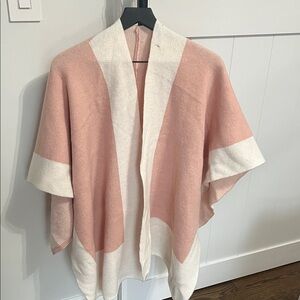Pink and White Open Front Poncho